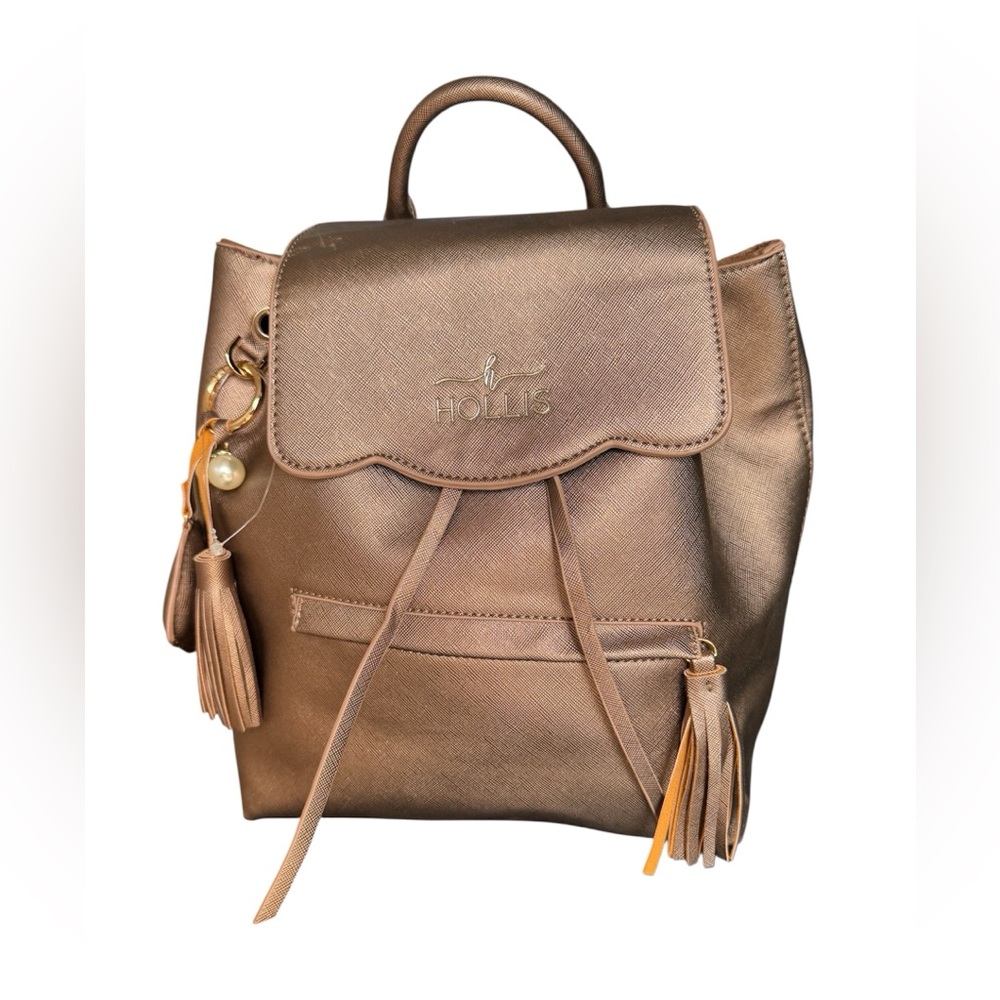 Hollis Drawstring Backpack Mocha Tassel Women Bag Boho Chic Purse 13x11